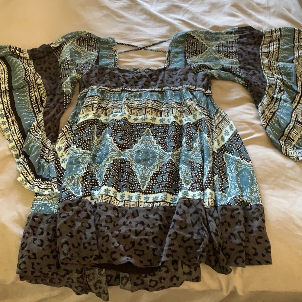 Free people heart of gold butterfly sleeve boho dressXS - Picture 11 of 16